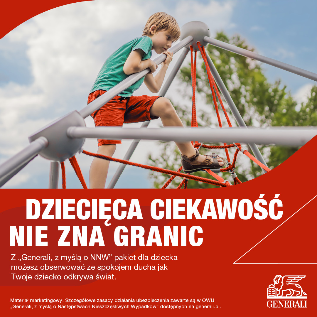 Grafiki reklamowa. Radosne dziecko bawi się na placu zabaw.