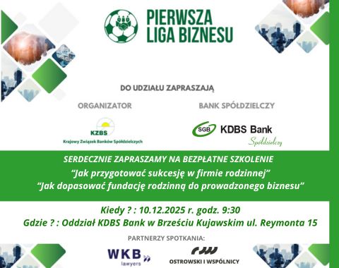 10.12.2025 r. Bezpłatne szkolenie dla Klientów: „Jak przygotować sukcesję w firmie rodzinnej” Zapraszamy!