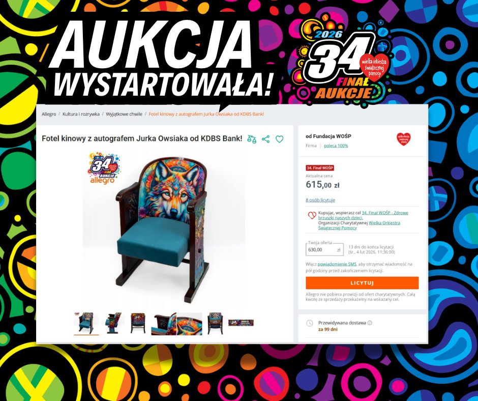 KDBS Bank gra z WOŚP! Tegoroczna aukcja właśnie wystartowała!