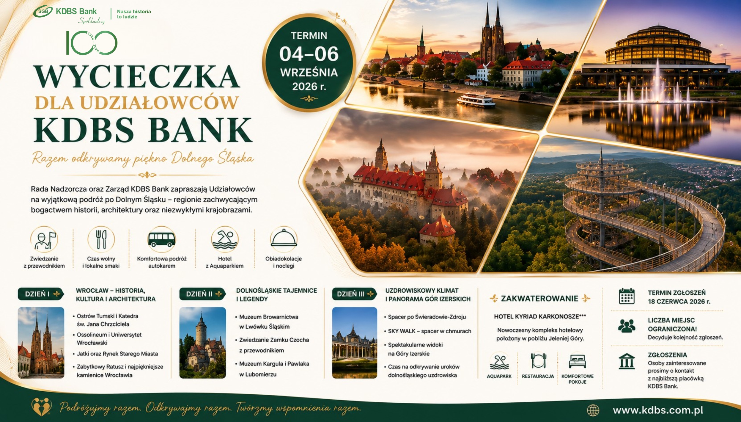Grafika przedstawiająca reklamę wyjazdu dla udziałowców.