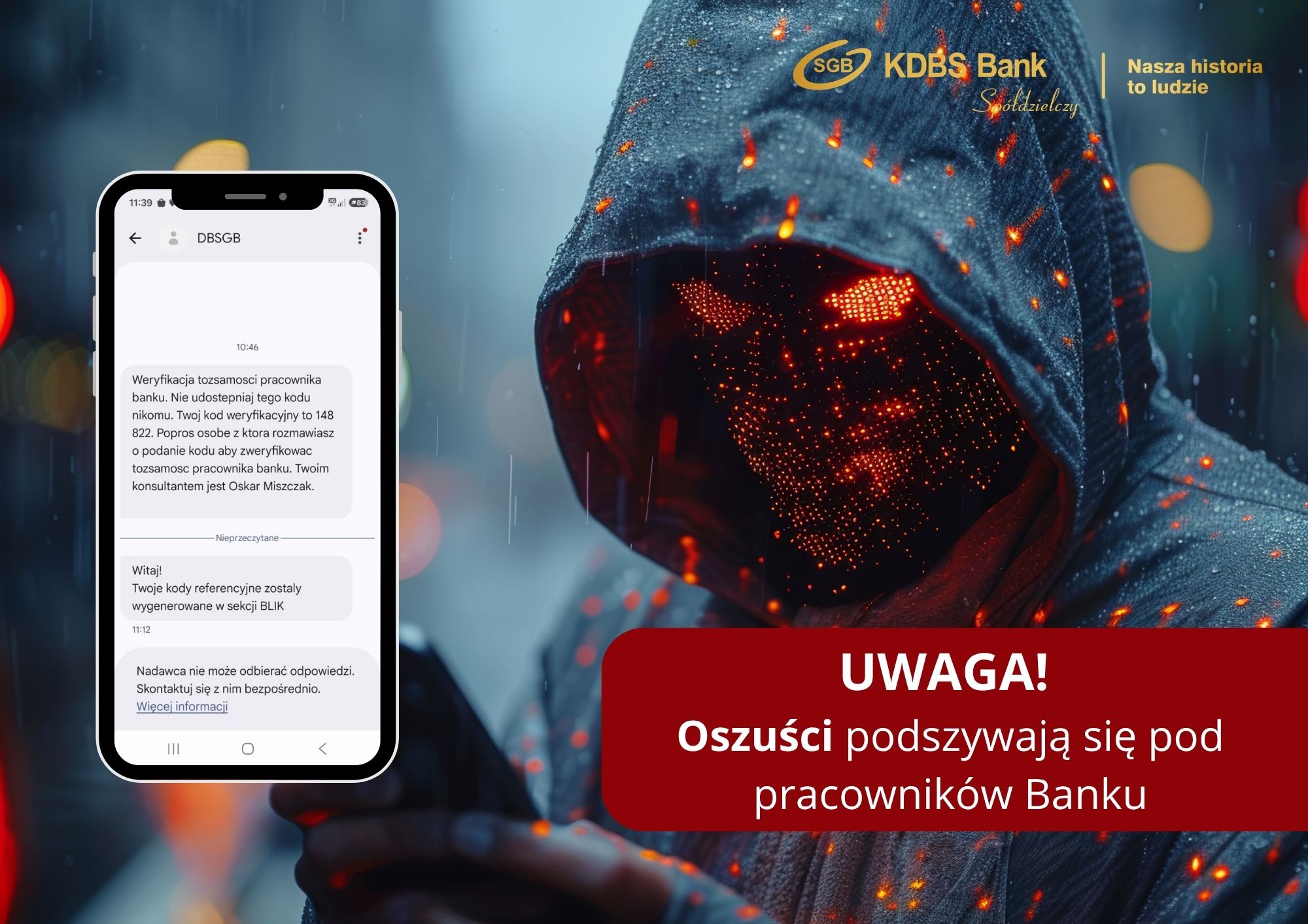 UWAGA! Oszuści podszywają się pod pracowników KDBS Banku