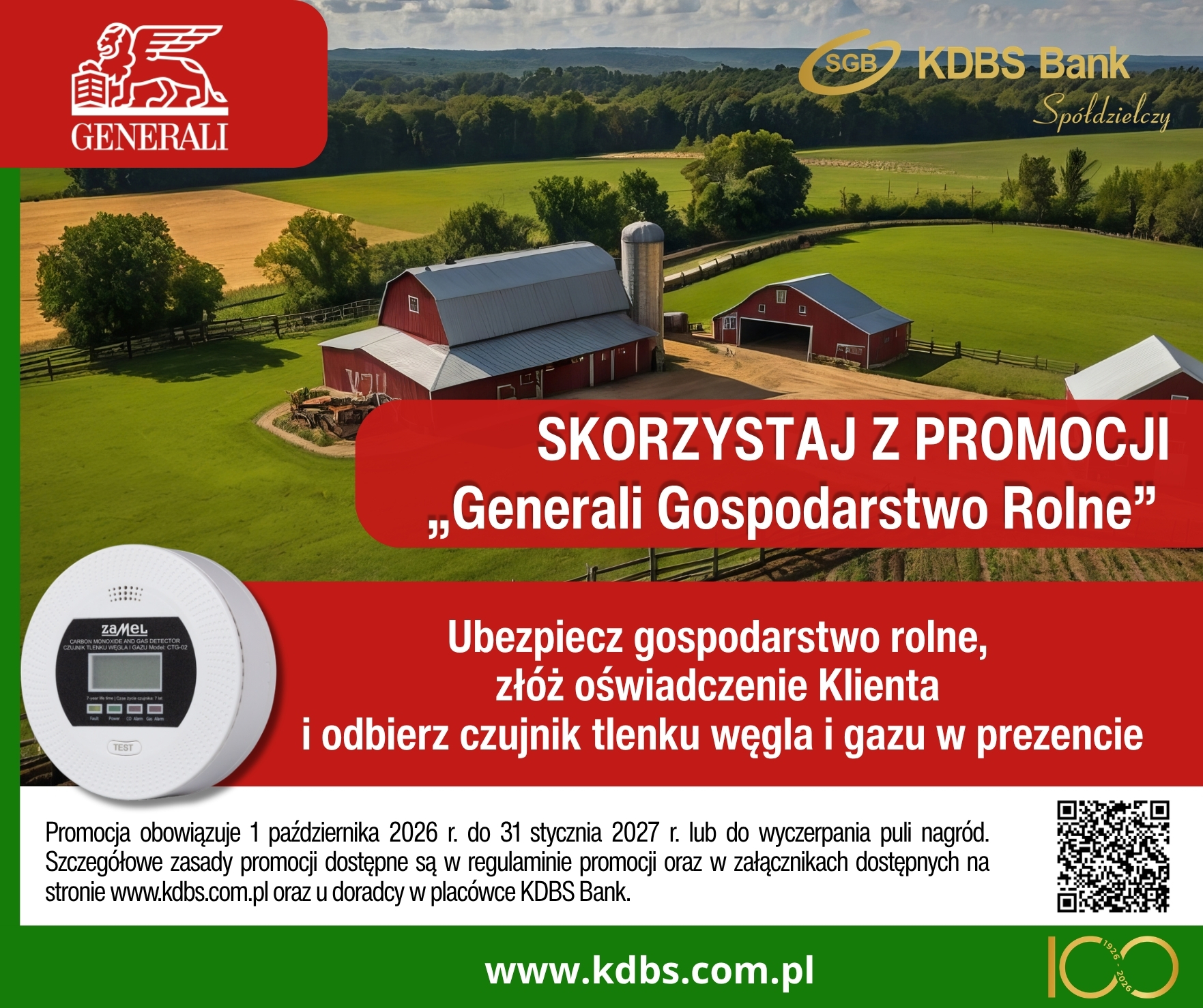 PROMOCJA GENERALI GOSPODARSTWO ROLNE – Ubezpiecz gospodarstwo rolne i odbierz czujnik węgla i gazu w prezencie